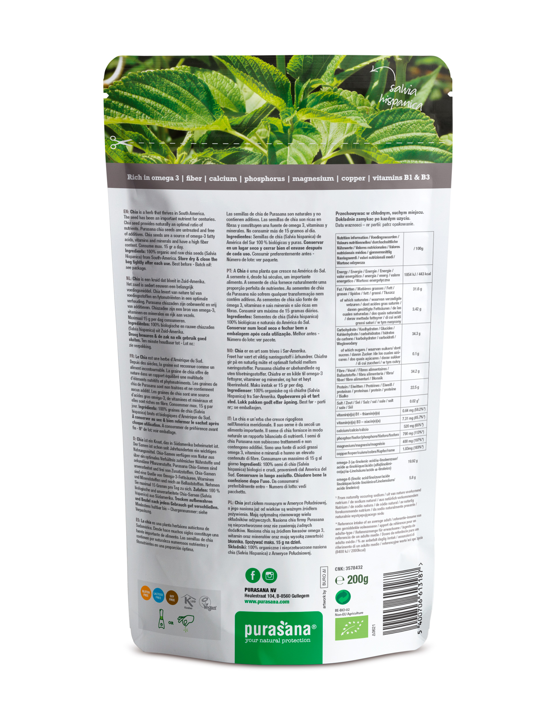 Chia Seeds Bio - Powder - 350g - Purasana