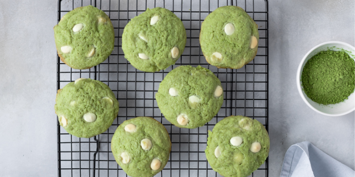 Chocolate chip cookies met matcha en witte chocolade