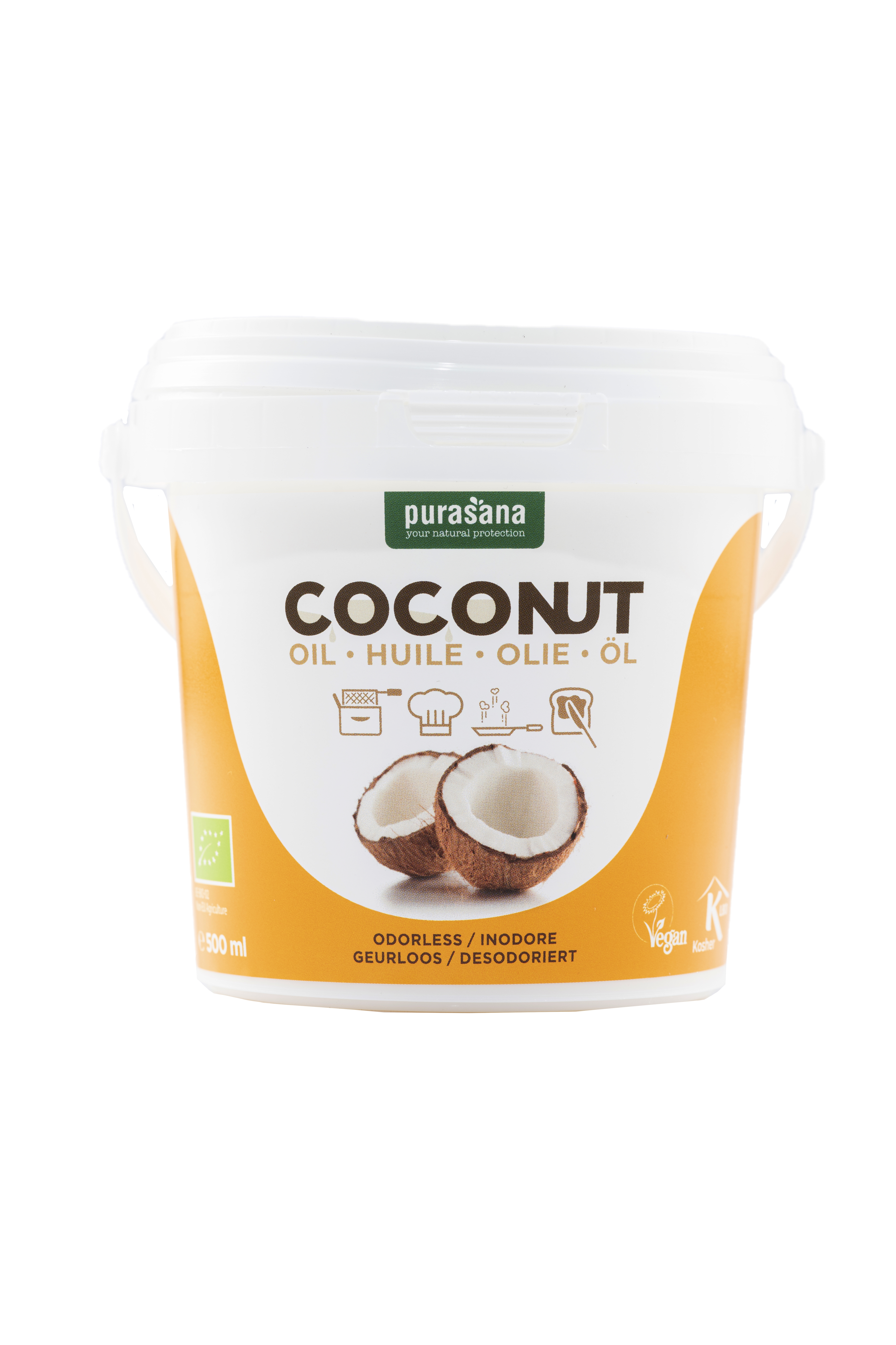 Hertogin Afhankelijkheid toevoegen aan Ontgeurde kokosolie bestellen? | Purasana ontgeurde kokosolie Purasana 500  ml