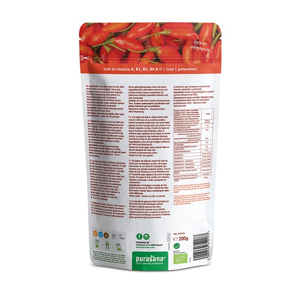 goji bessen poeder verpakking achterkant