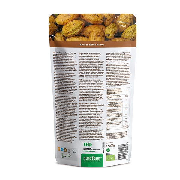 cacao nibs verpakking achterkant