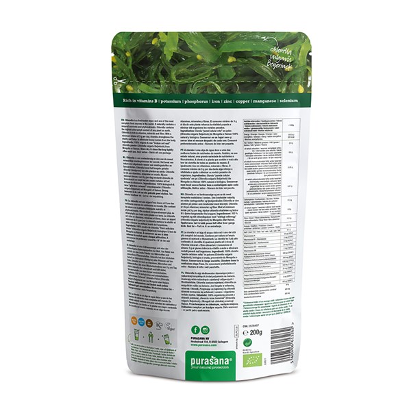chlorella poeder verpakking achterkant