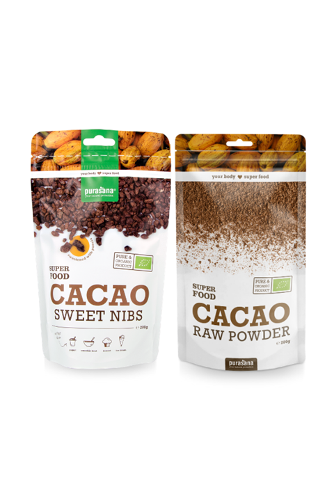 Cacao pakket - Cacao poeder + Cacao gezoete nibs